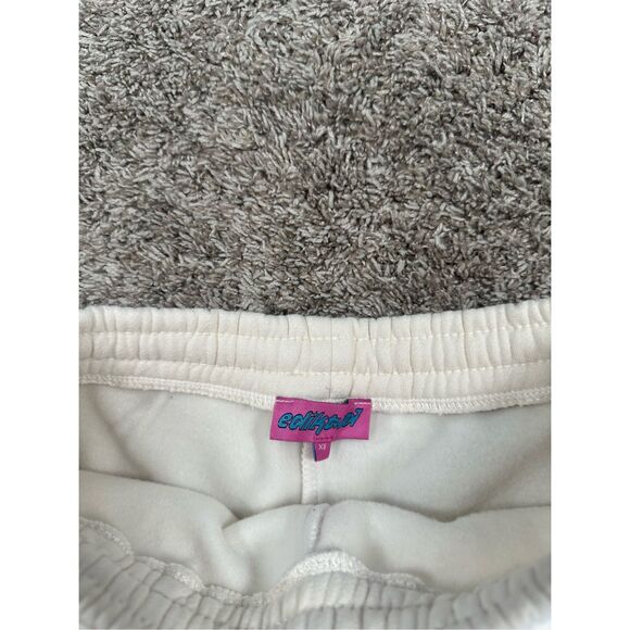 NWOT Edikted Mon Cheri Sweat Shorts Beige Fleece Pull on Drawstring Womens XS - Picture 5 of 11
